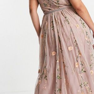 Asos Curve Embroidered Floral and Sequin Dress. Floor length. NWT